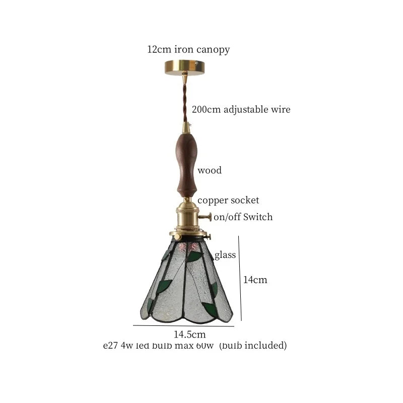 Afralia™ Green Glass LED Pendant Lights American Vintage Hanging Lamp