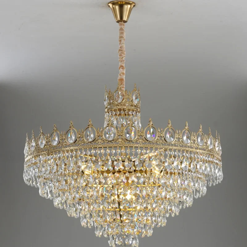 Afralia™ Crystal Crown Chandelier: Modern LED Ceiling Light Fixture for Luxury Home Decor