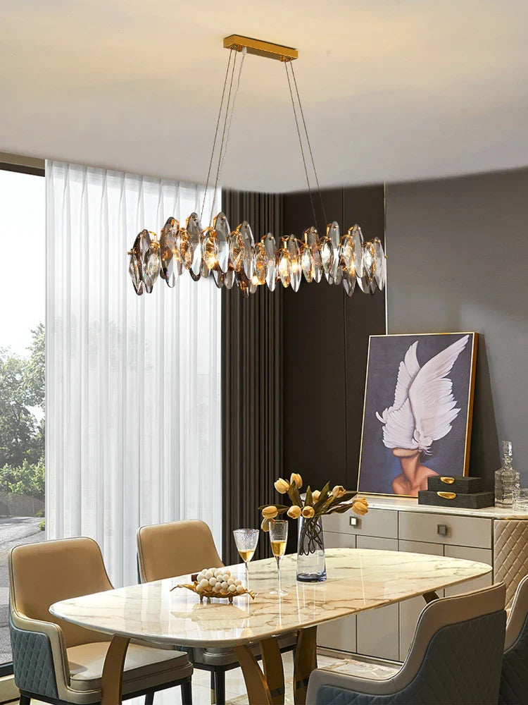 Afralia™ Crystal Chandelier: Elegant Ceiling Hanging Light for Living Room & Dining Table