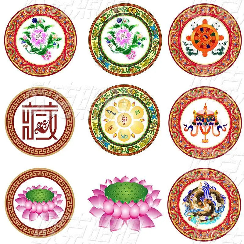 Afralia™ LED Eight Treasure Pattern Lotus Wood Grain Ceiling Light