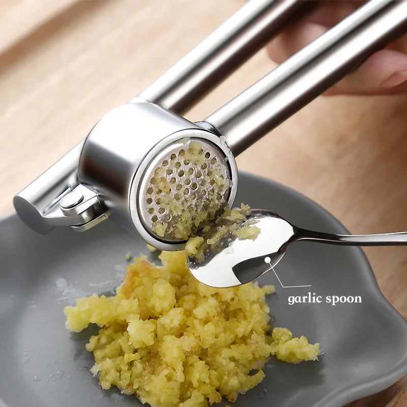 Afralia™ Stainless Steel Garlic Press Spoon Vegetables Chopper & Crusher