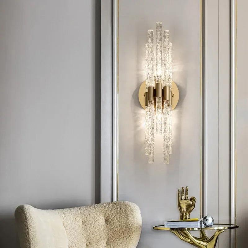 Afralia™ Water Ripple Crystal Copper Wall Lamp: Modern Minimalist LED Glass Indoor Lighting