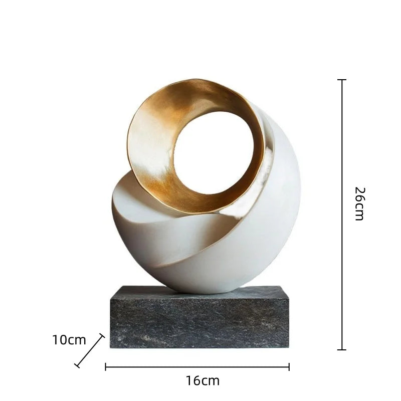 Afralia™ Golden Geometric Resin Sculpture: Hollowed-out Tree Holes Twisted Statue Home Decor