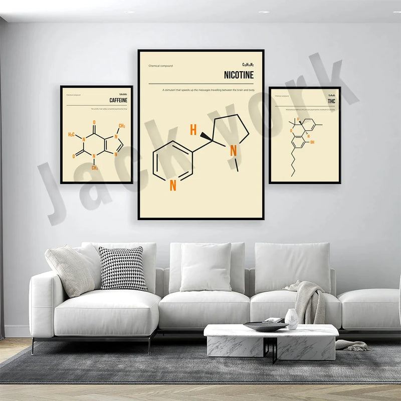Afralia™ Psychedelic Molecule Canvas Art Home Decor