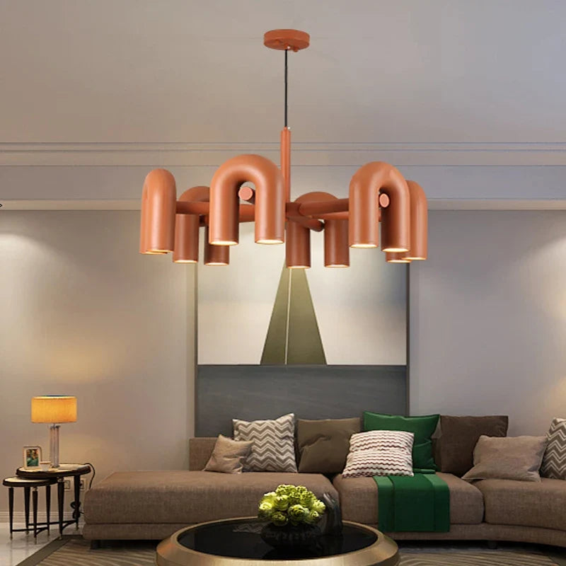 Afralia™ Red LED Ceiling Chandelier: Modern Minimalist Pendant Lamp for Stylish Living Room Décor