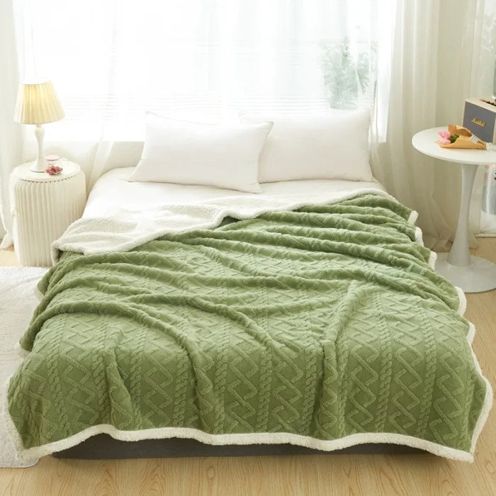Afralia™ Velvet Fleece Geometric Blanket Cover | Double Sided Jacquard | All Season Blanket