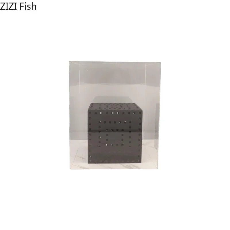 Afralia™ Minimalist Black Hollow Cube Desk Decoration Geometry Artwork Aesthetic Decor