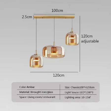 Afralia™ Glass Pendant Light Luxury Nordic Led Hanging Lamp Modern Bedroom Fixture