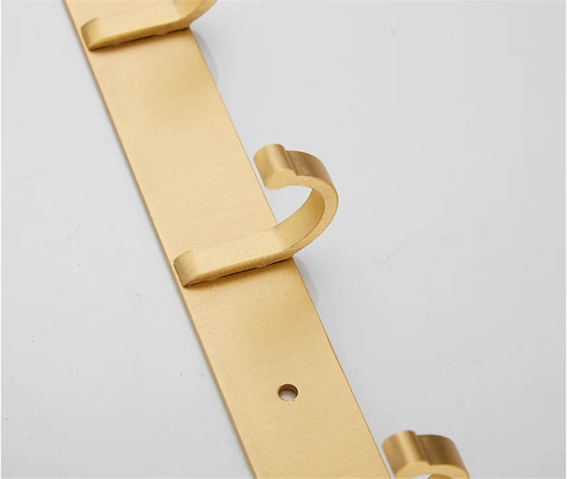 Afralia™ Brushed Gold Aluminum Robe Hooks Set of 4 - Bathroom & Kitchen Hangers
