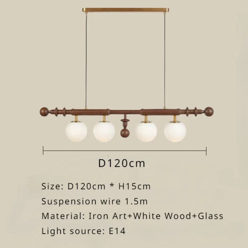 Modern Wood Strip Chandelier Glass Ball Lampshade for Kitchen Island Dining Living Room Lighting by Afralia™