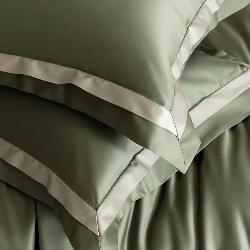 Afralia™ Silky Satin 1200TC Egyptian Cotton Bedding Set - 4Pcs Simple Solid Color