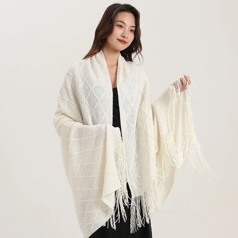 Afralia™ Knitted Diamond Blanket: Versatile Solid Shawl for Home, Office, Travel