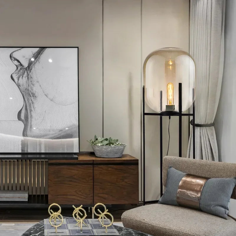 Afralia™ Modern Glass LED Floor Lamp for Living Room, Bedroom, Dining, and Home Decor