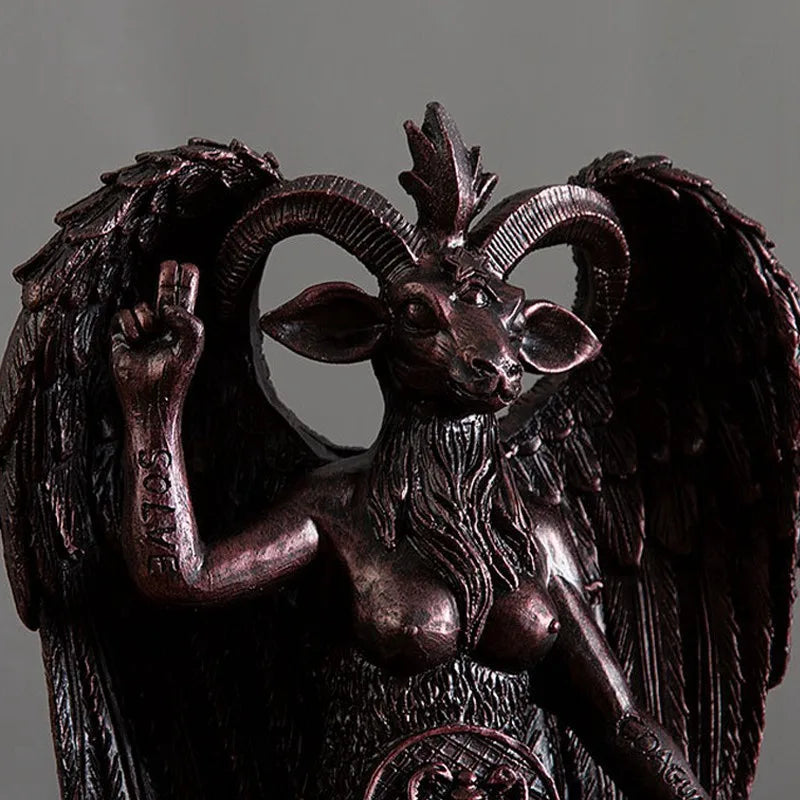 Afralia™ Baphomet Horned Devil Statue 16cm: Satanic Goat Figurine for Home Office Decor