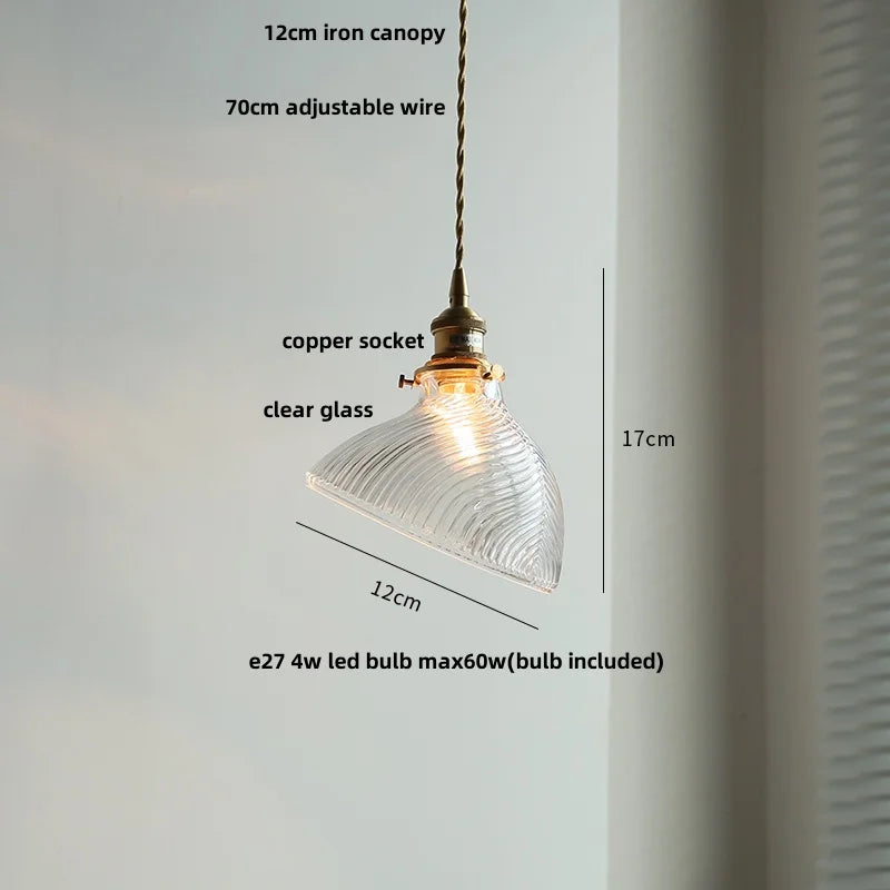 Afralia™ Copper Canopy LED Pendant Light Fixture Green Glass Hanging Lamp