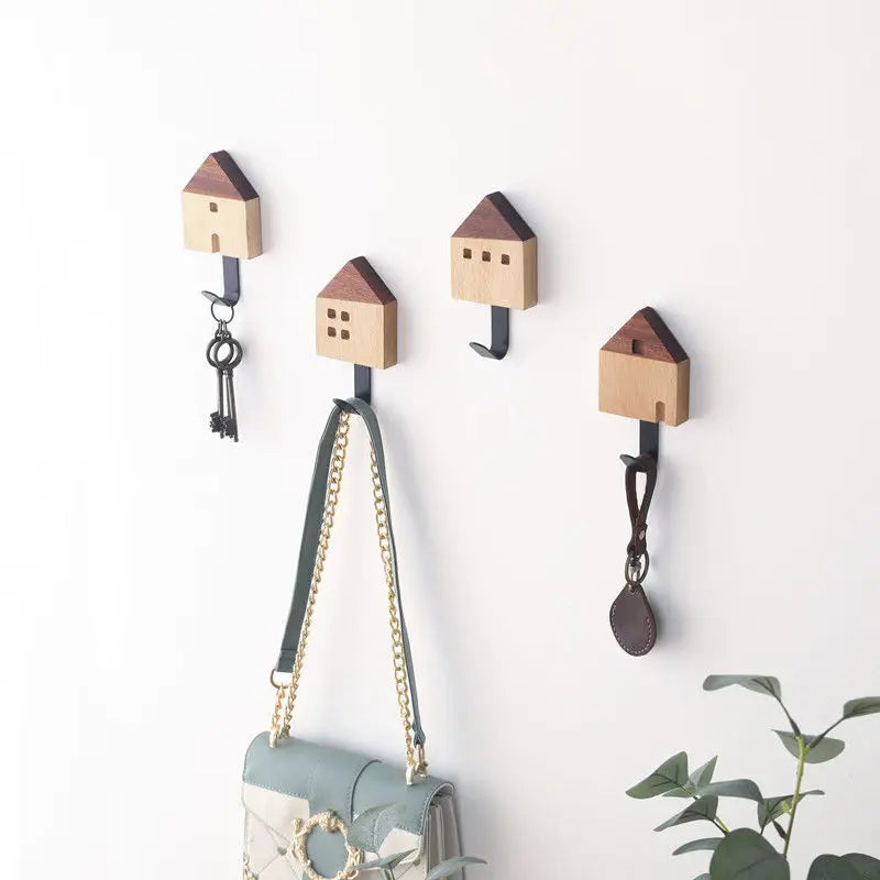 Afralia™ Nordic Wood Clothes Hook Wall Mounted Entryway Bedroom Decoration