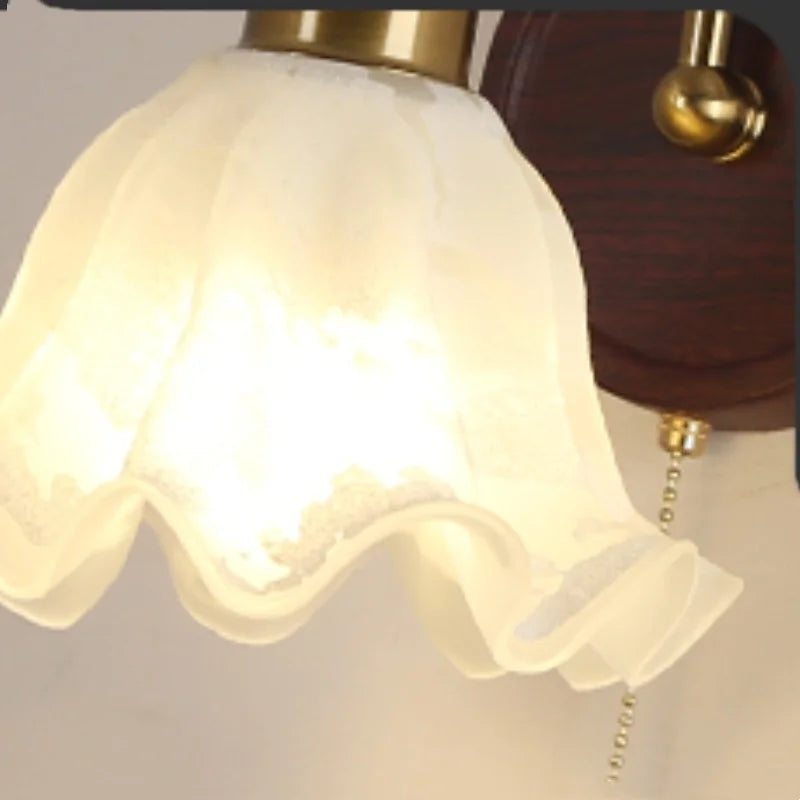 Afralia™ Glass LED Wall Sconce with Pull Chain Switch for Hallway, Bedroom, and Foyer