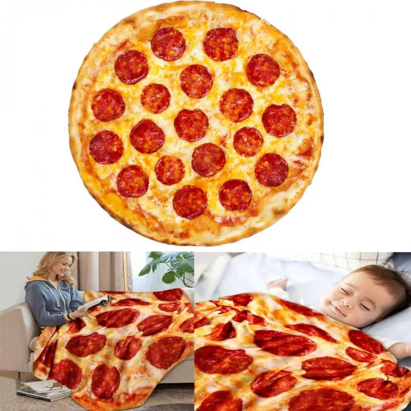 Afralia™ Pizza Flannel Blanket: Warm, Cozy, Pancake Printed for Travel and Home.