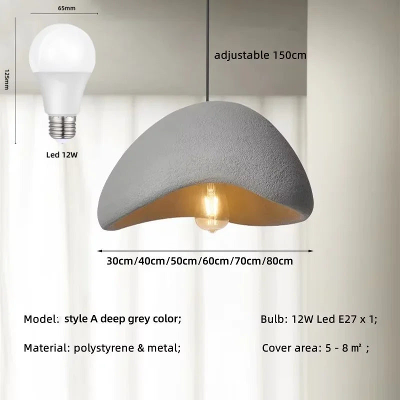Afralia™ Wabi Sabi E27 LED Pendant Light - Nordic Minimalism Loft Hang Lamp