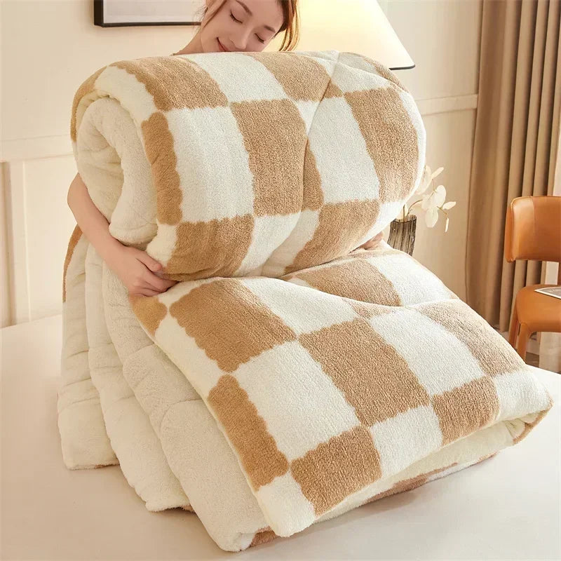 Afralia™ Cozy Checkerboard Cashmere Weighted Blanket for Ultimate Winter Warmth