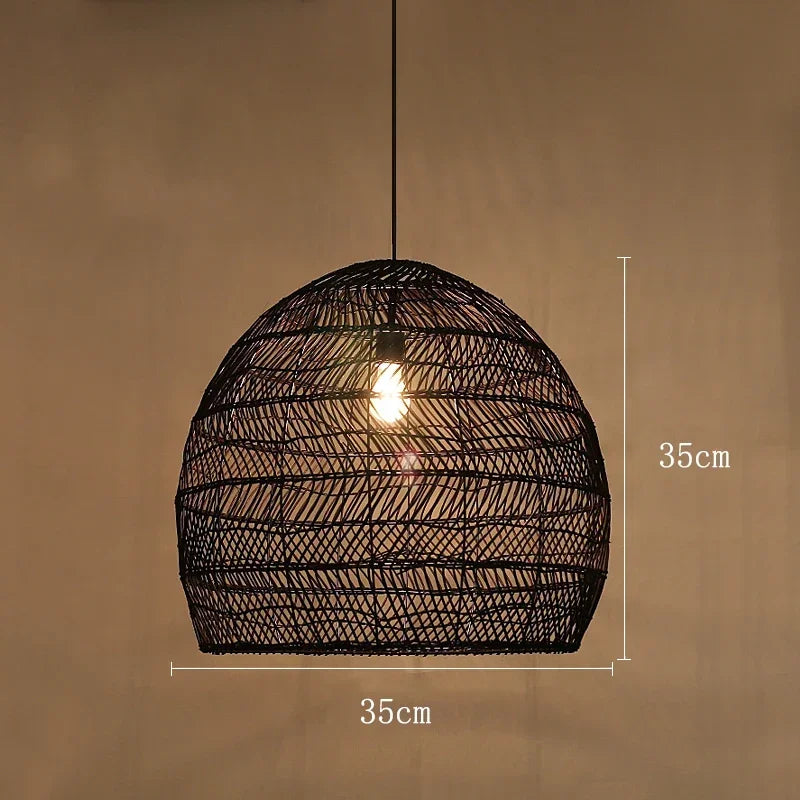Afralia™ Rattan Pendant Chandelier, E27 Bulb, Ceiling Hanging Light Fixture for Living and Dining Room