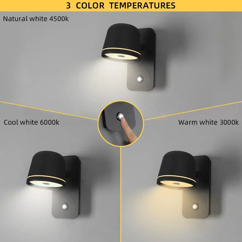 Afralia™ LED Wall Lamp: Touch Dimmer, Adjustable 3-CCT Brightness Wall Sconce