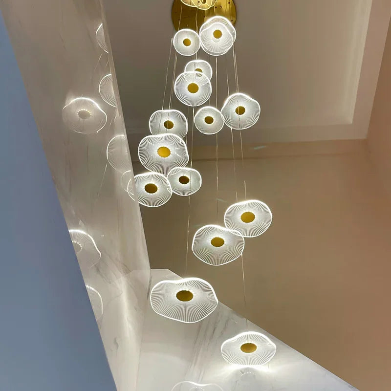 Afralia™ Modern Acrylic LED Pendant Chandelier for Living Dining Room Staircase Lighting