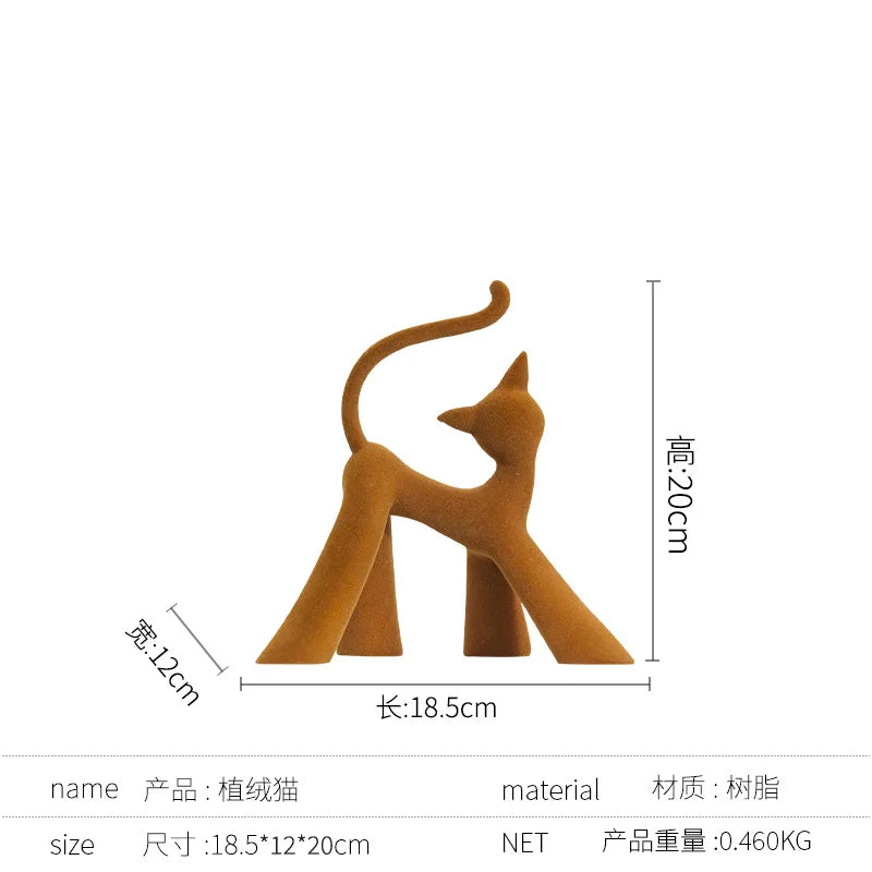 Afralia™ Flocked Cartoon Cat Sculpture Resin Handicrafts Home Decor Figurine