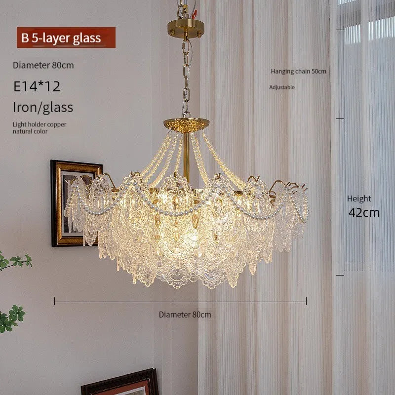 Afralia™ Metal Art Glass Chandelier Pendant Light for Modern Living Room Kitchen Decoration
