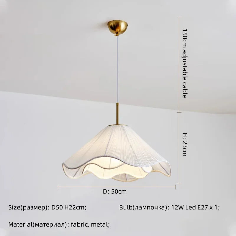 Afralia™ Nordic Fabric LED Chandelier Modern White E27 Pendant Lights Dining Room Art Decor
