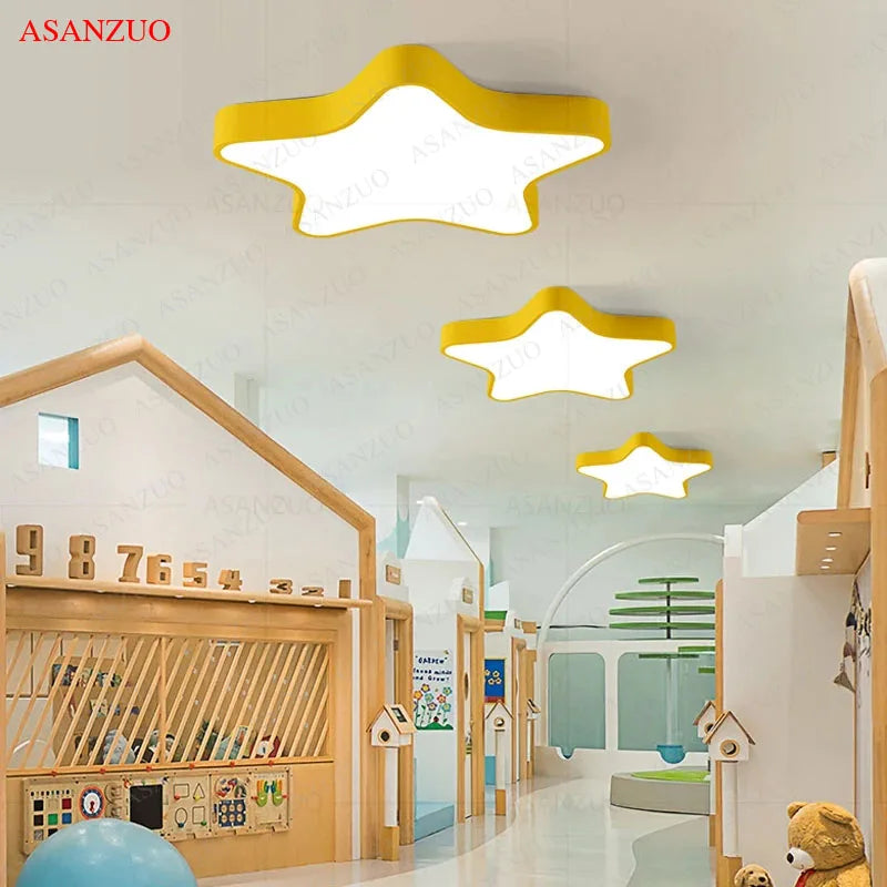 Afralia™ Macaron Star Ceiling Light for Children's Room - Dimmable & Romantic