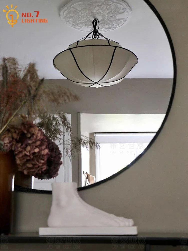 Afralia™ Silk Fabric LED Pendant Lights for Living Room, Bedroom, Kitchen Island