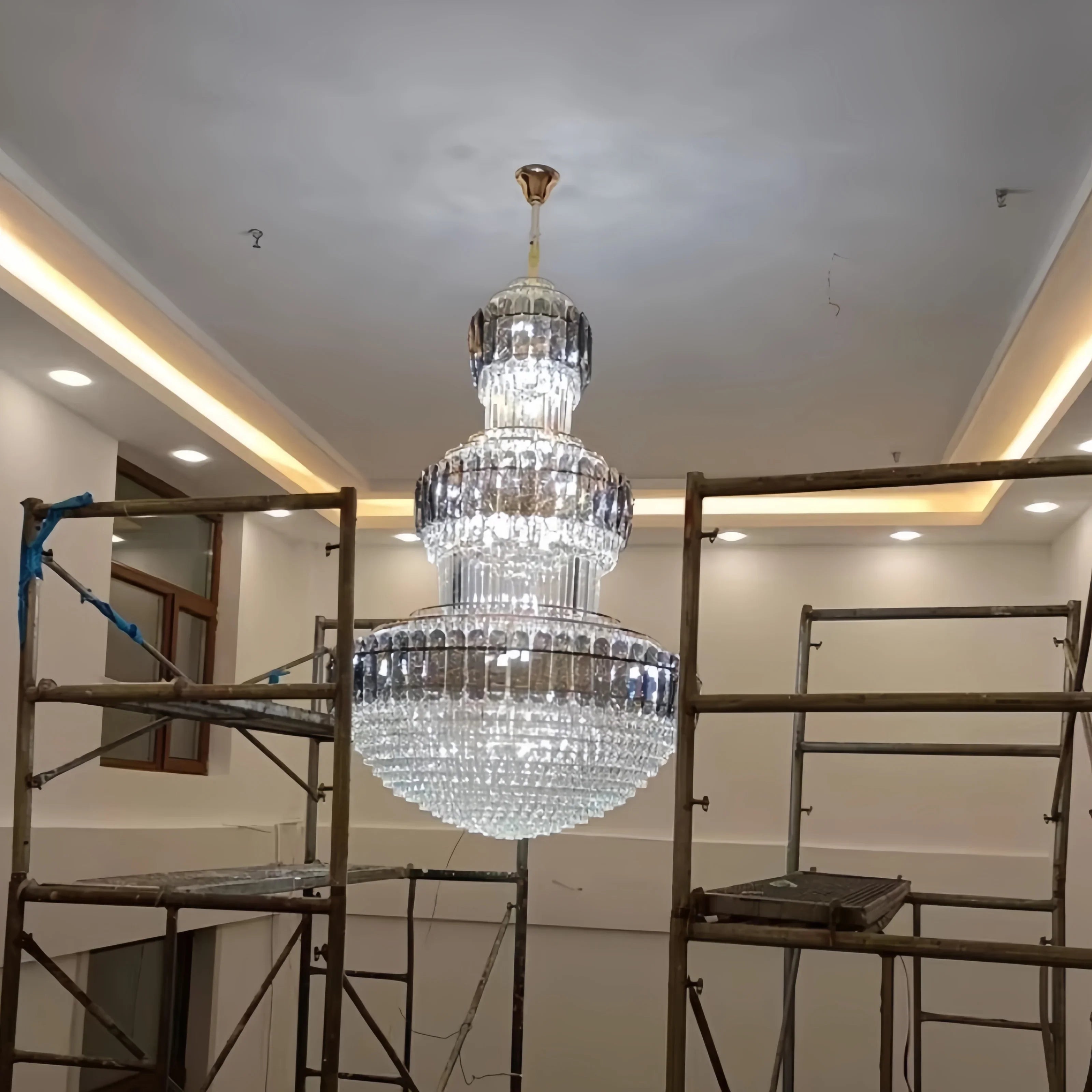 Afralia™ High-End Circular Crystal LED Pendant Light for Modern Living Room Luxurious Villa Lobby