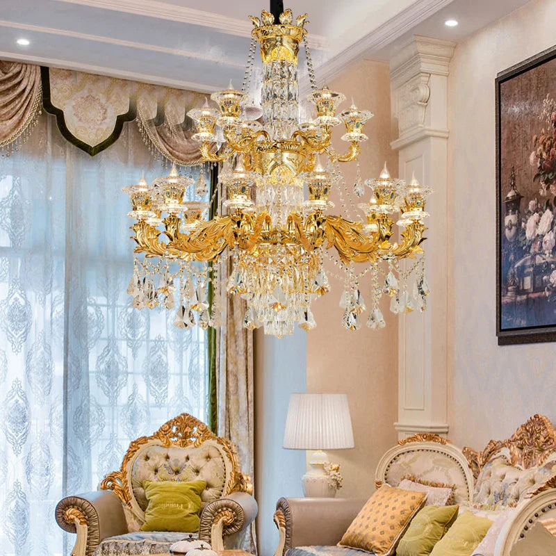 Afralia™ Jade Crystal Chandelier - Elegant European Style Living Room Lighting