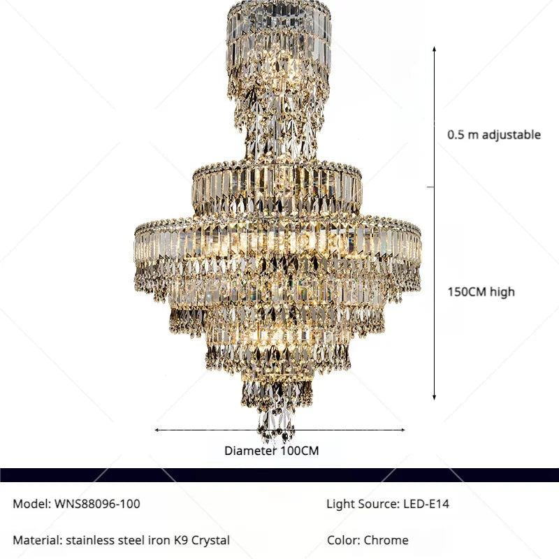 Afralia™ Crystal Chandelier: Luxury Modern Staircase & Living Room, Hotel & Villa Lighting