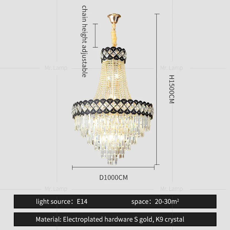 Afralia™ Crystal Chandelier Spiral Staircase Living Room Lamp Texture Design