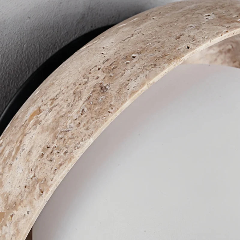 Afralia™ LED Wall Light: Nordic Modern Design with White Glass & Yellow Travertine Wood