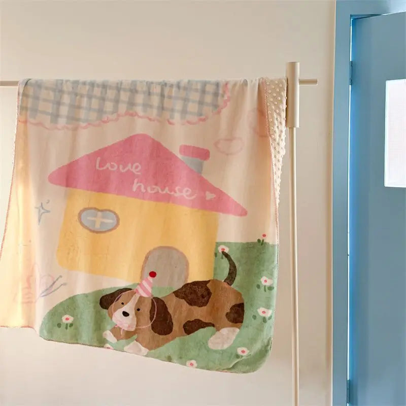 Afralia™ Kids Cartoon Milk Velvet Nap Blanket: Soft & Warm Quilt for All Seasons