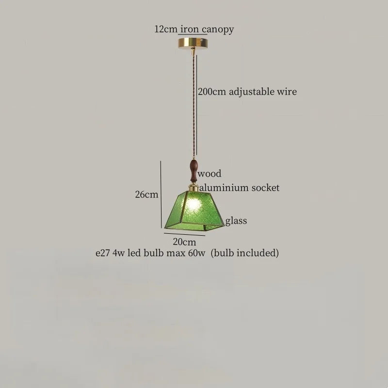Afralia™ Tiffany Glass Pendant Light for Dining Room, LED Colorful Hanging Lampshade