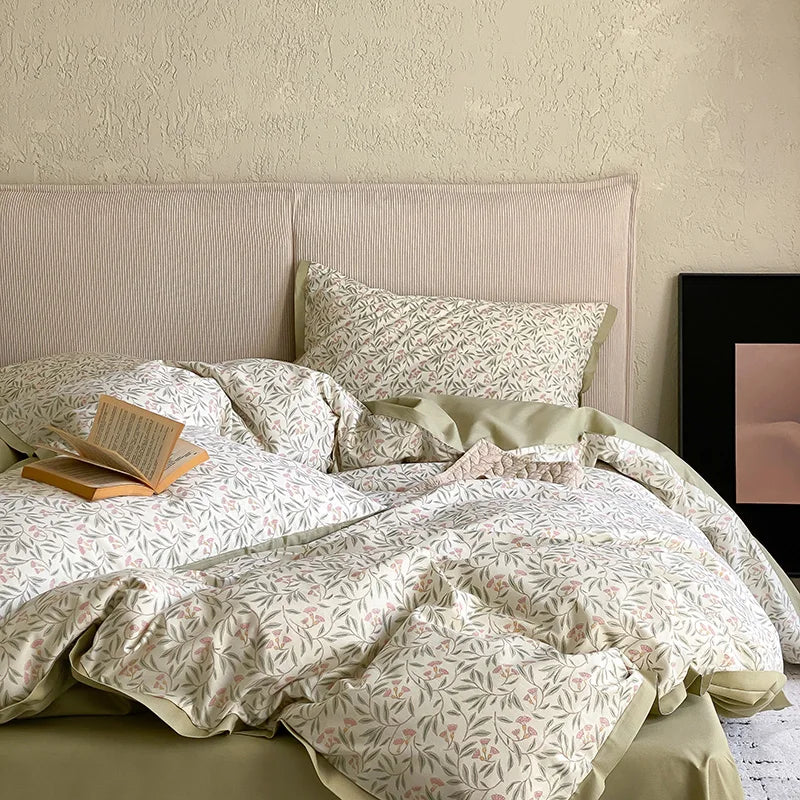 Afralia™ Egyptian Cotton Bedding Set: Queen King Ru Size Print Duvet Cover Sheet Pillowcase