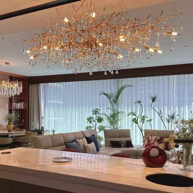 Afralia™ French Crystal Chandelier: Full Copper, High Grade, LED, Elegant for Dining Room & Living Room