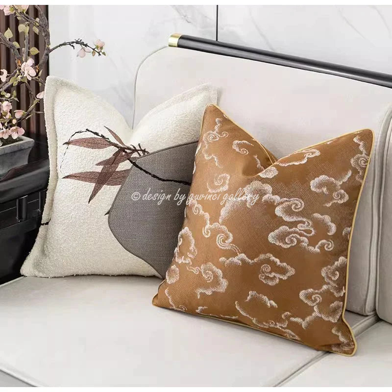 Afralia™ Auspicious Clouds Jacquard Throw Pillow Cover-Luxury Decorative Cushion Case