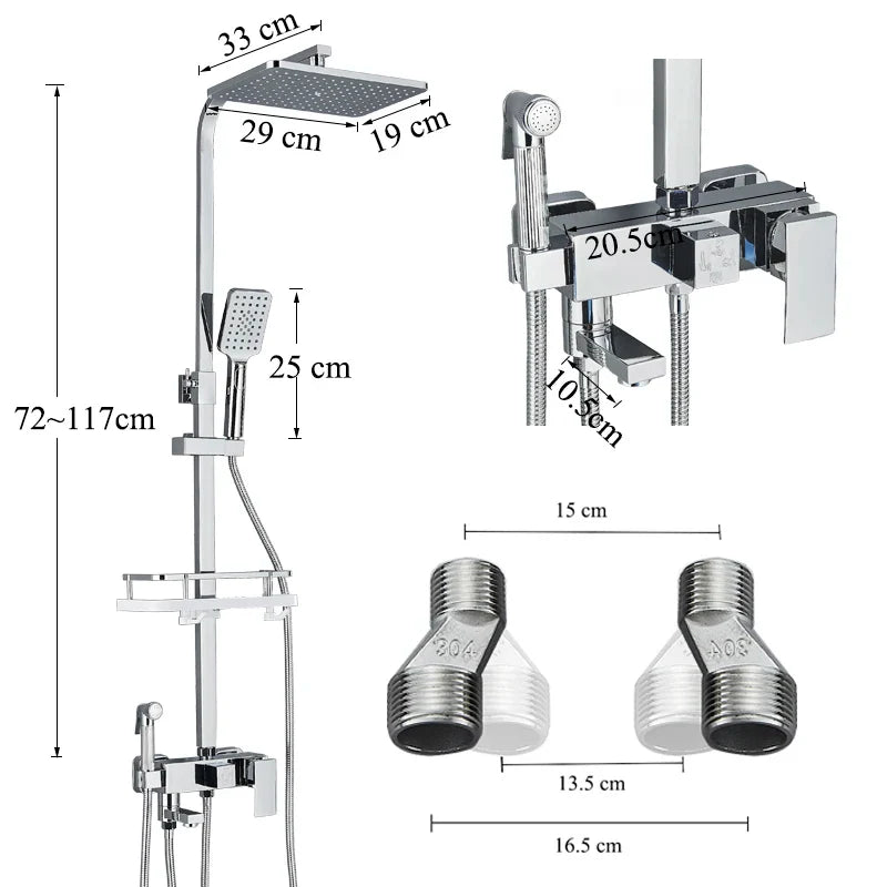 Afralia™ Stainless Steel Shower Faucet Set, Rotatable Bathtub Mixer, Lift and Lower Shower Tap