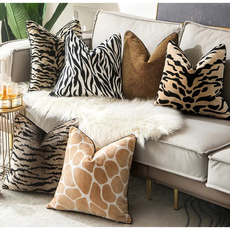 Afralia™ Tiger Chic 50x50cm Cushion Covers - Luxury Leopard Skin Stripes Square Design