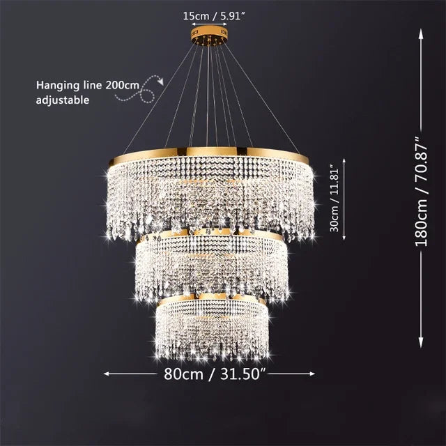 Afralia™ Crystal Chandelier: Luxury Gold LED Circle Ceiling Pendant Light