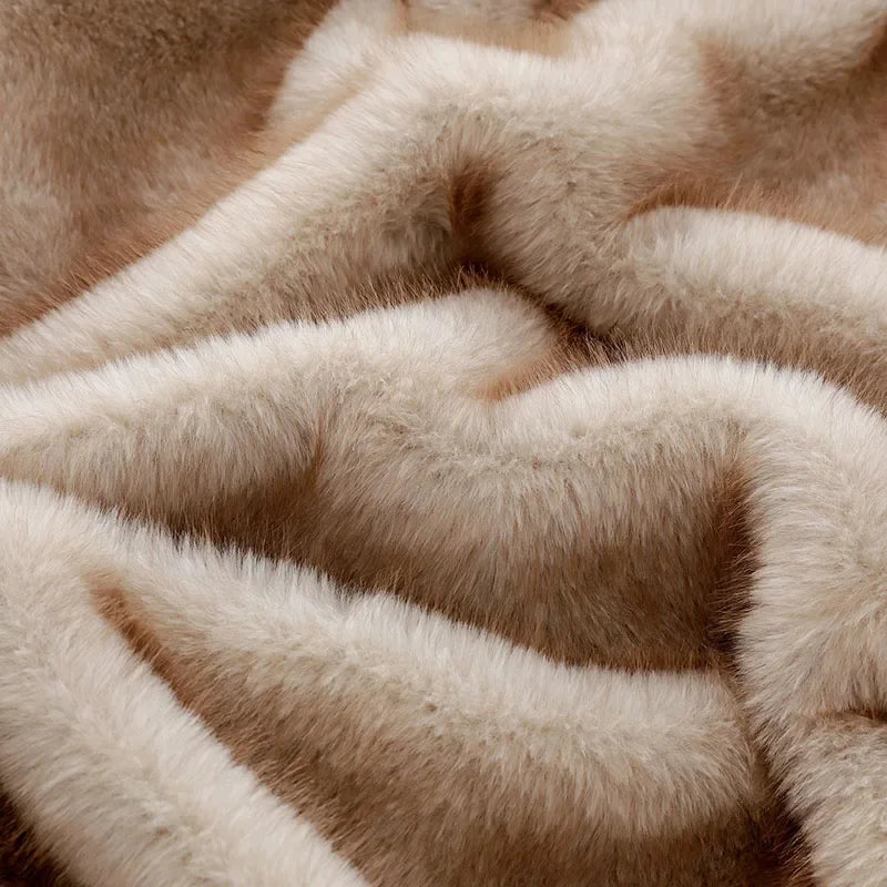 Afralia™ Luxe Faux Fox Plush Blanket: Thick, Warm, Soft Sofa Cover - High-Quality Solid Color