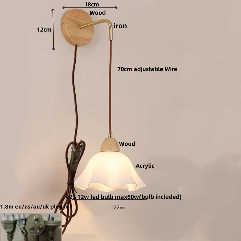 Afralia™ Nordic LED Wall Sconce Wood Base Modern Vanity Light