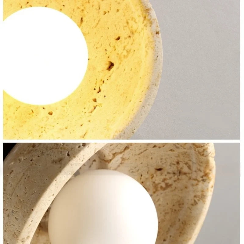Afralia™ LED Wall Light Travertine Base Modern Nordic Pull Chain Bedside Lamp
