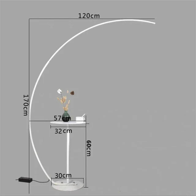 Afralia™ C-shaped Arc Floor Lamp LED Dimmable Remote Control for Living Room Bedroom