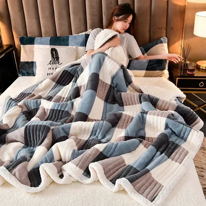 Afralia™ Cozy Milk Velvet Blanket - 3 Layer Warmth & Fluffy Weighted Blanket